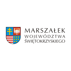 Herb województwa świętokrzyskiego i napis "MARSZAŁEK WOJEWÓDZTWA ŚWIĘTOKRZYSKIEGO".