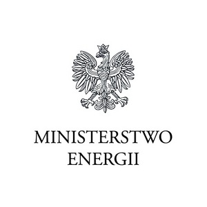 Herb Polski i napis "MINISTERSTWO ENERGII". Logo polskiego Ministerstwa Energii.