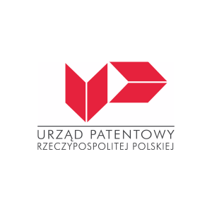 Logo Urzędu Patentowego RP. Czerwony symbol graficzny i nazwa instytucji.