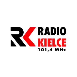 Logo "RK RADIO KIELCE 101,4 MHz". Kluczowe obiekty: litery RK, nazwa radia, częstotliwość.