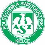 Logo Akademickiego Związku Sportowego PŚk. Centralnie umieszczony orzeł z literami AZS.